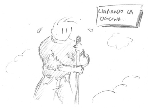 Limpiando la oficina