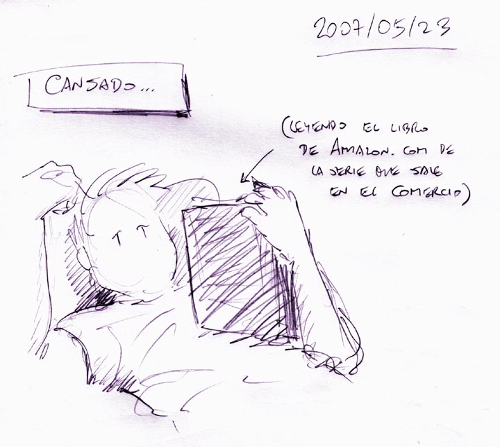Cansado (y leyendo el libro sobre Amazon.com)
