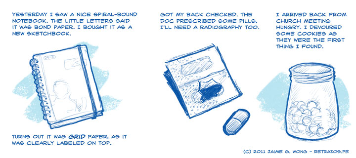 Grid Notebook, Pills and Cookies