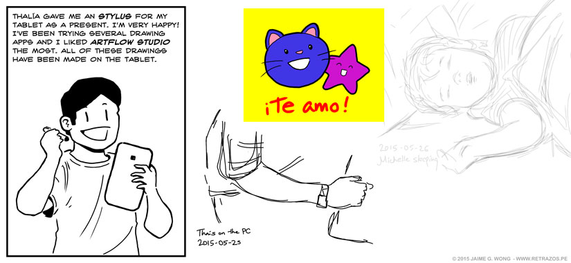 Drawing with a stylus on the tablet